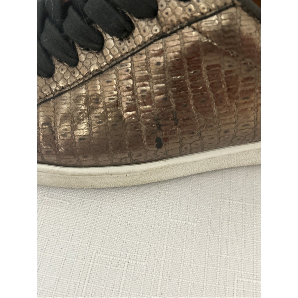 Frye Alexis Shoes Womens 6.5 Bronze Gold Leather Lizard Low Top Lace Up Sneaker - Picture 7 of 8